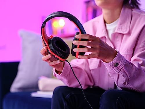 Trust Gaming GXT 415S Zirox - Lekkie kaski do gier na Nintendo Switch z mikrofonem i sterownikami 50 mm - Przewodowe słuchawki Over-Ear w kolorze Czarno-Czerwonym - obrazek 10