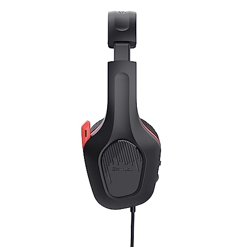 Trust Gaming GXT 415S Zirox - Lekkie kaski do gier na Nintendo Switch z mikrofonem i sterownikami 50 mm - Przewodowe słuchawki Over-Ear w kolorze Czarno-Czerwonym - obrazek 5