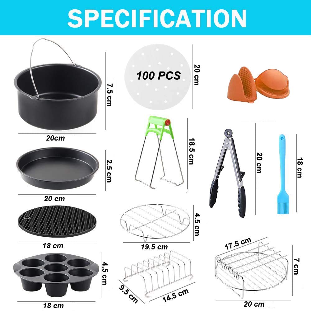 Zestaw 5 akcesoriów do frytkownic na gorące powietrze 7 cali do 35 QT - idealny do Gowise, Phillips, Cozyna - obrazek 2