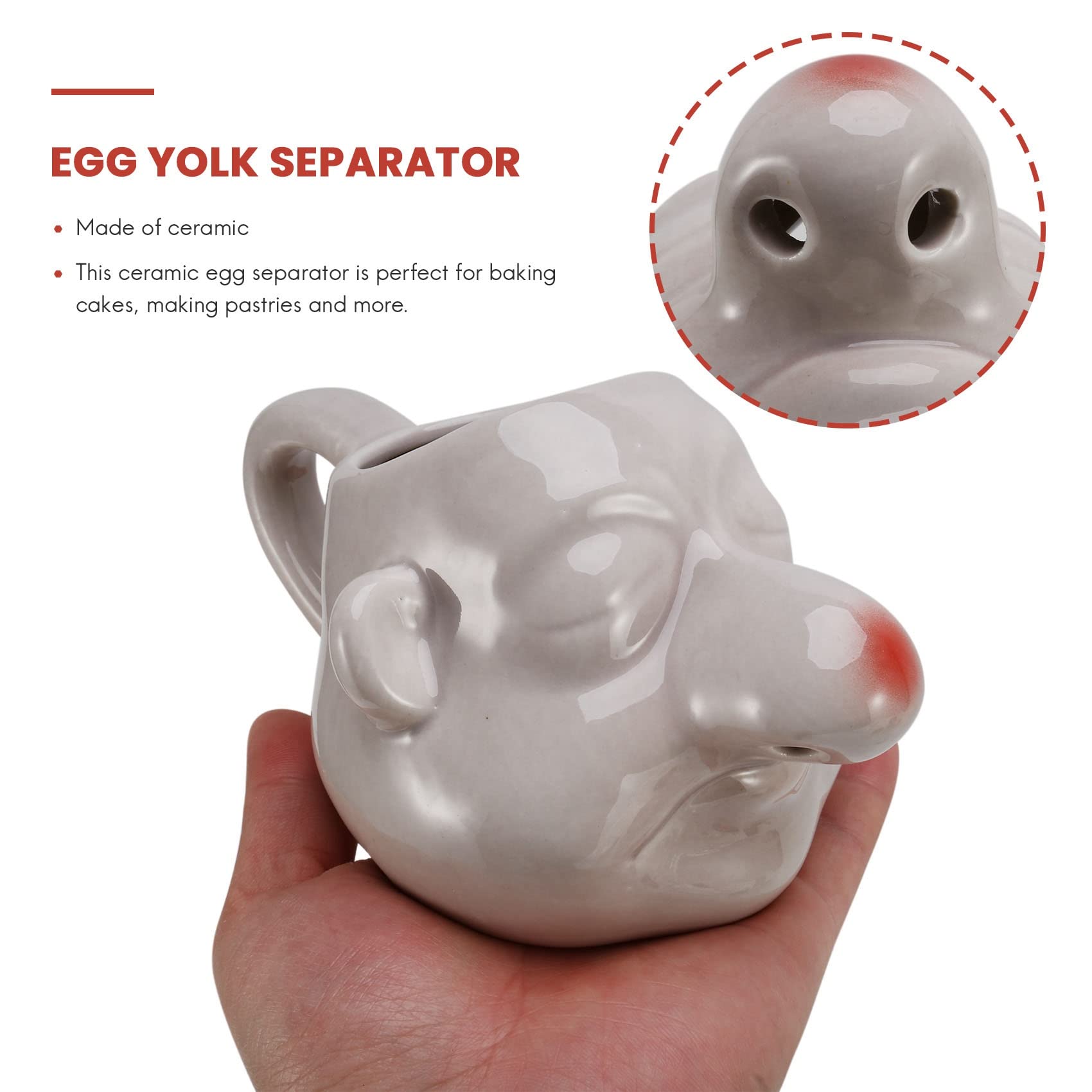 Jevina Ceramic Egg Separator with Yellow Handle - Baking Tool for Kitchen"
"Jevina Ceramic Separator do jajek z żółtym uchwytem - narzędzie do pieczenia do kuchni - obrazek 7