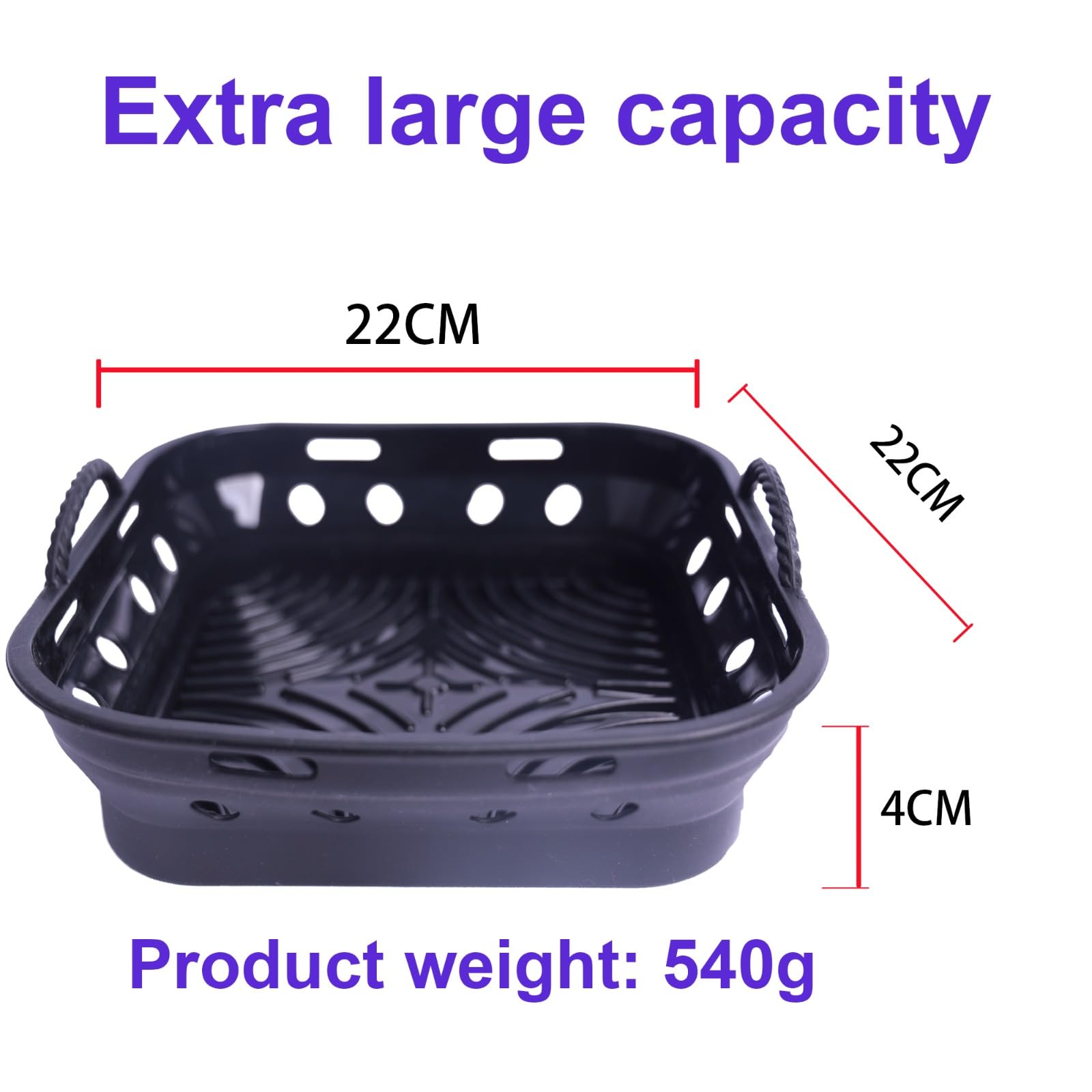Forma Silikonowa do Frytownicy Powietrznej BEZ Oleju 22CM - 2 sztuki Akcesoria do COSORI, CECOTEC - FREIDER Składany, Wielokrotnego Użytku (Czarny) - obrazek 8