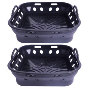 Forma Silikonowa do Frytownicy Powietrznej BEZ Oleju 22CM - 2 sztuki Akcesoria do COSORI, CECOTEC - FREIDER Składany, Wielokrotnego Użytku (Czarny)