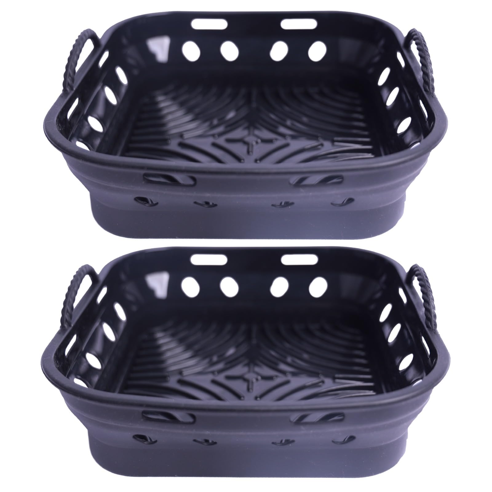 Forma Silikonowa do Frytownicy Powietrznej BEZ Oleju 22CM - 2 sztuki Akcesoria do COSORI, CECOTEC - FREIDER Składany, Wielokrotnego Użytku (Czarny)