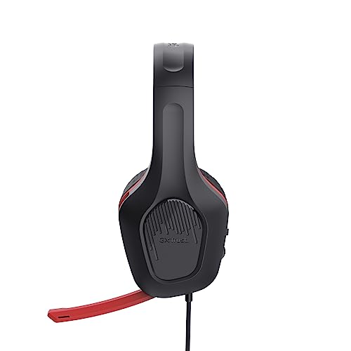 Trust Gaming GXT 415S Zirox - Lekkie kaski do gier na Nintendo Switch z mikrofonem i sterownikami 50 mm - Przewodowe słuchawki Over-Ear w kolorze Czarno-Czerwonym - obrazek 6