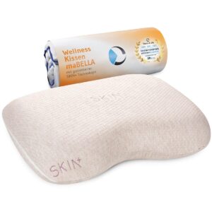 Poduszka beauty maBELLA | Ortopedyczna poduszka z pianki Visco z probiotykami w poszewce SKIN+ | Aromaterapia z olejkiem ylang-ylang | Idealna do spania na boku | Ergonomiczna poduszka pod kark