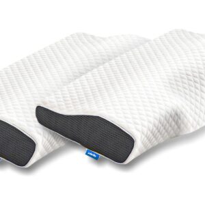 Derila Memory Foam Pillow idealna poduszka dla osób śpiących na boku plecach brzuchu. Wyprofilowana poduszka podtrzymująca szyję poprawia sen. Obudzisz się wypoczęty bez bólu szyi i ramion (2 pack)