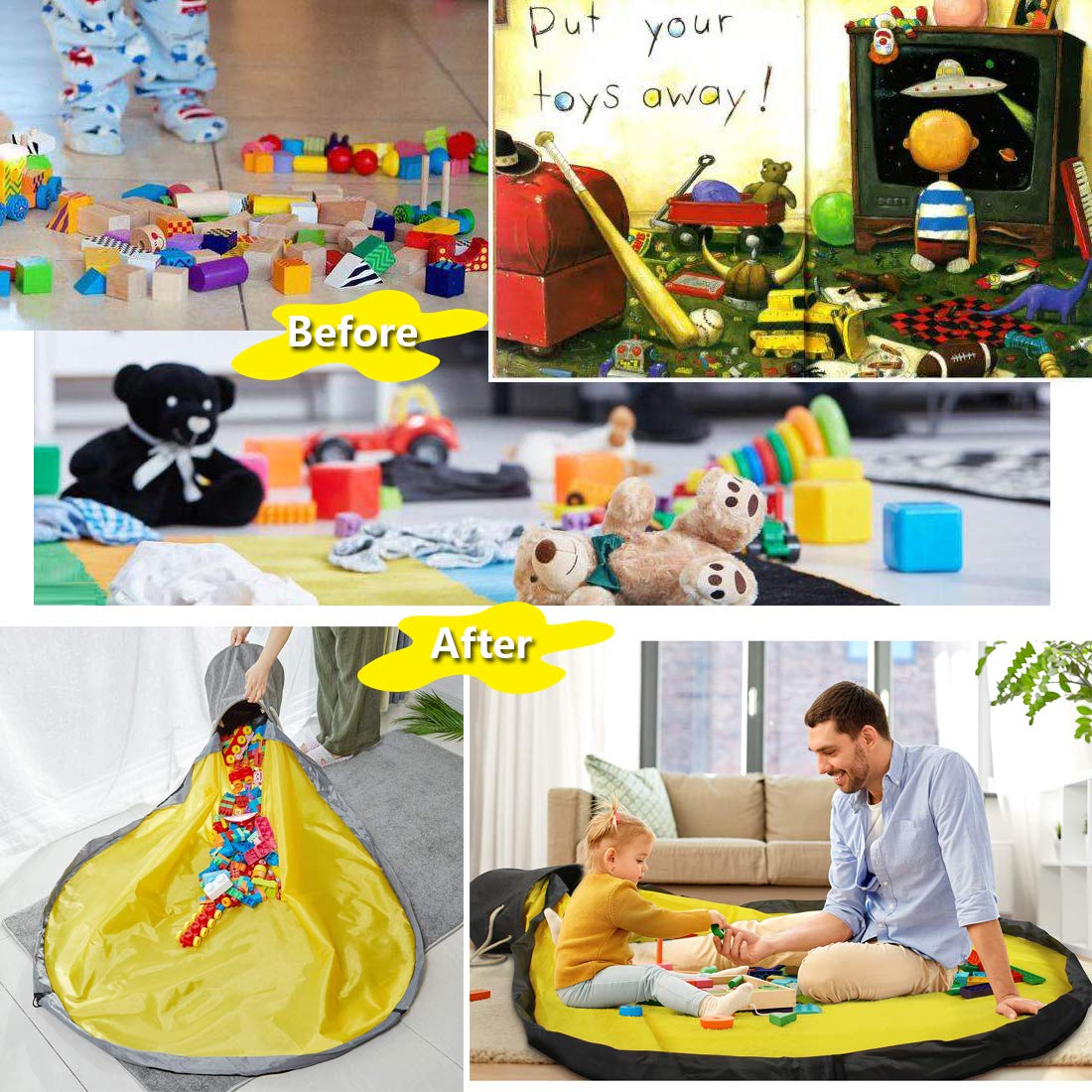 3-w-1: Mata do Zabawy, Torba na Zabawki, Dywan do Raczkowania - Wygoda i Łatwość - obrazek 3