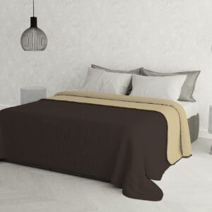 Luksusowa pościel włoska z mikrofibry i poliestru w kolorze brązowym/śmietanowym - idealna na lato!