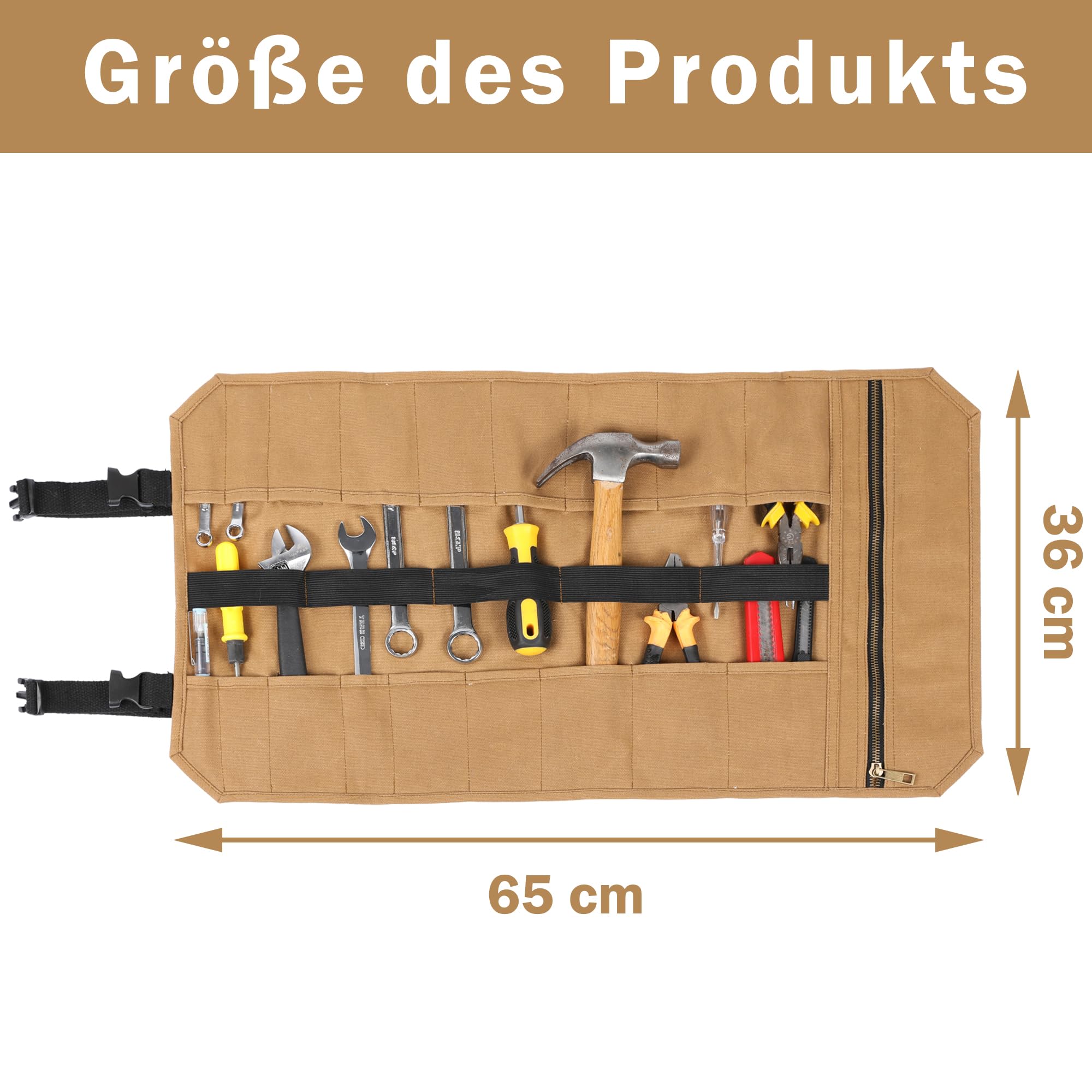 Torba na narzędzia, woskowane płótno, torba narzędziowa dla mechaników - obrazek 5