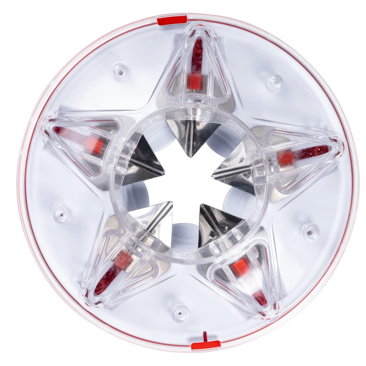 Krajalnica w kształcie gwiazdy Louis Telier do krojenia jajek, pomidorów, kiwi i innych owoców i warzyw z 5 ostrzami ze stali, łatwa w trzymaniu, idealna do dekoracji talerzy na bufetach - biało-czerwona - obrazek 2