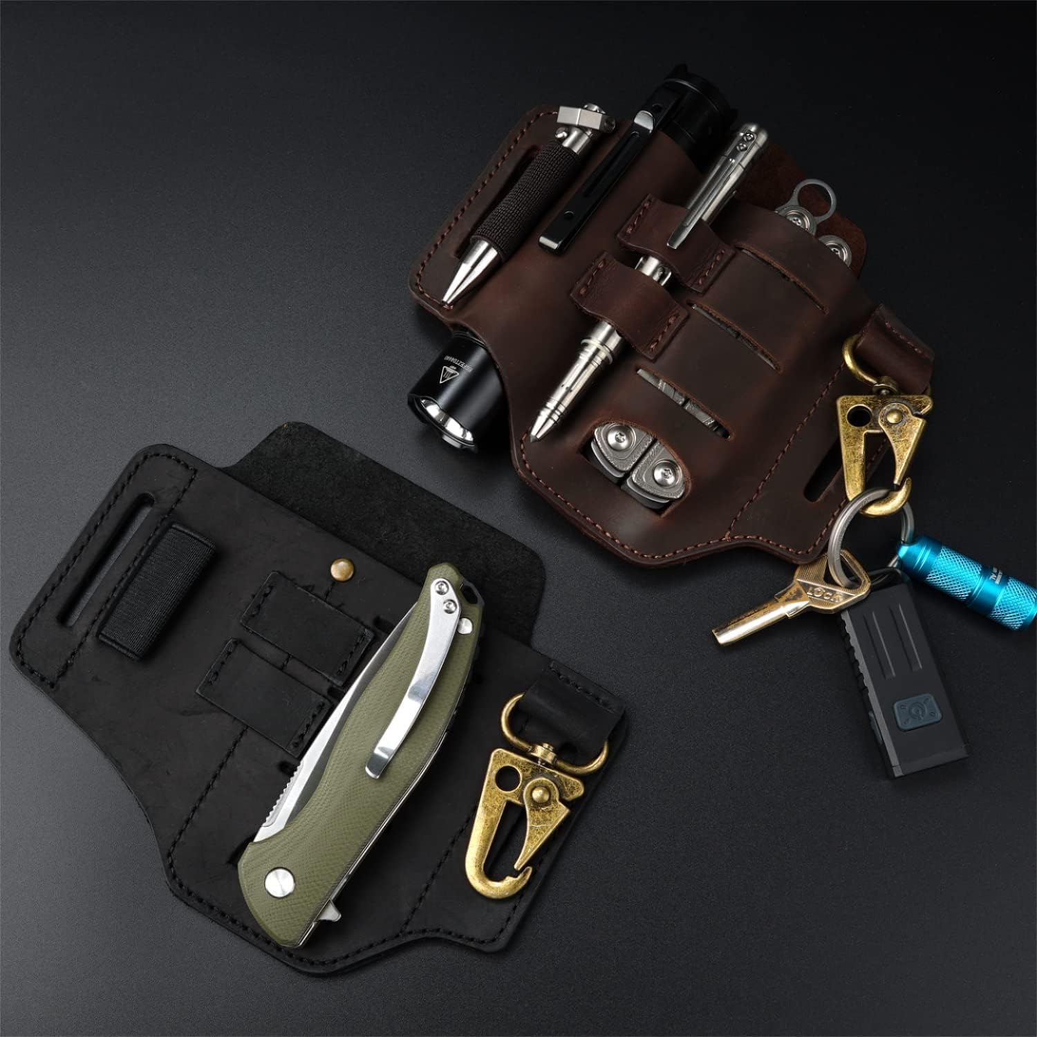 VIPERADE PJ16 EDC skórzana pochwa na pasek, latarkę, torba na nóż, EDC - obrazek 2