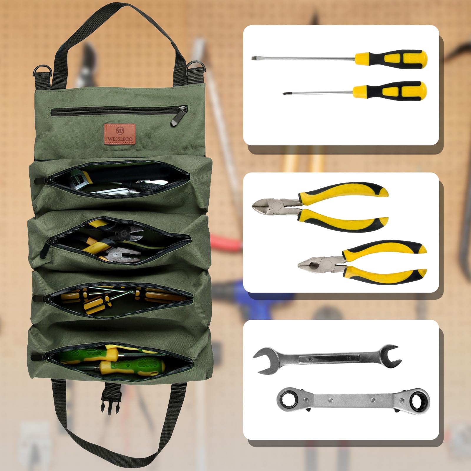 Torba na narzędzia, płócienna torba na klucze, wielofunkcyjna torba na - obrazek 5