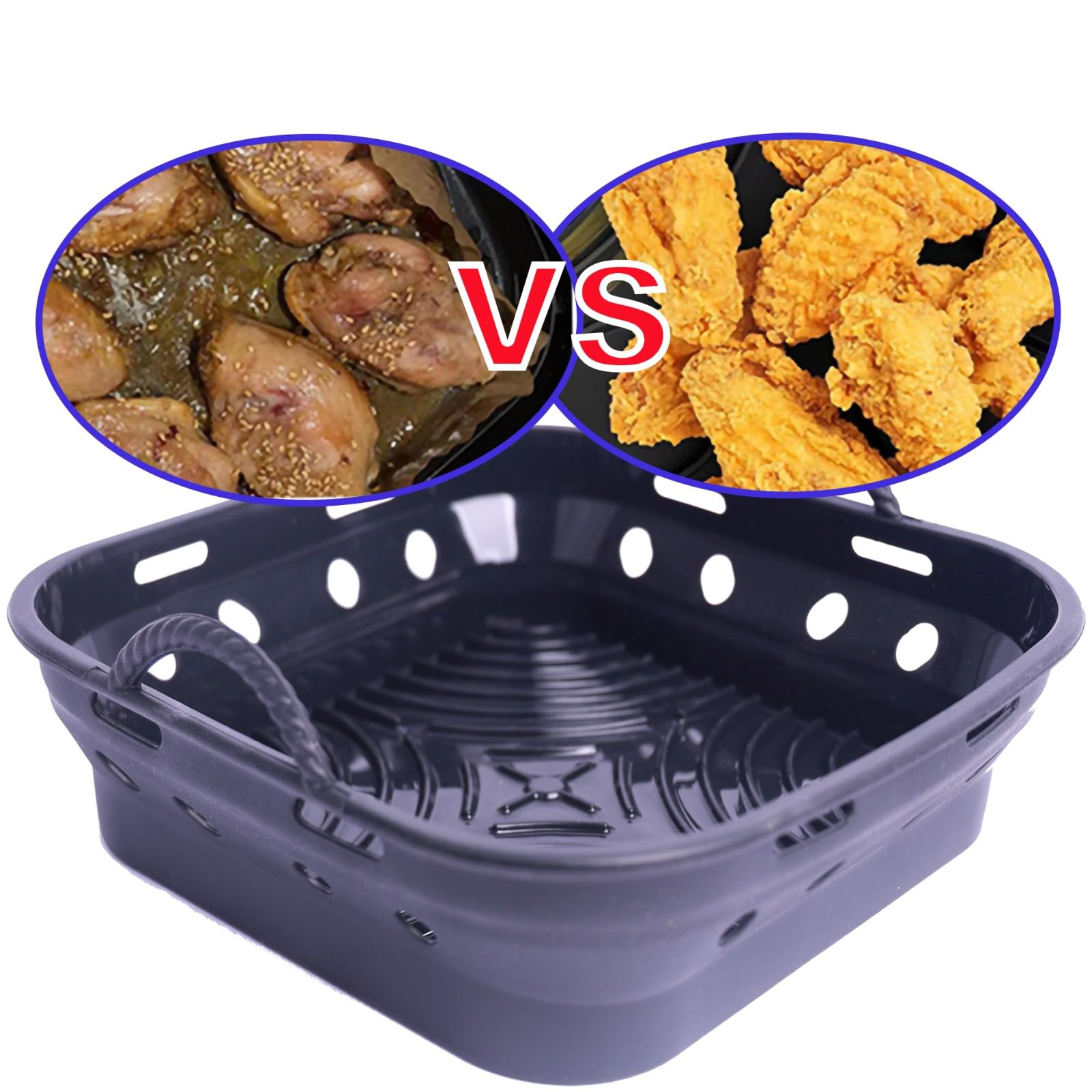 Forma Silikonowa do Frytownicy Powietrznej BEZ Oleju 22CM - 2 sztuki Akcesoria do COSORI, CECOTEC - FREIDER Składany, Wielokrotnego Użytku (Czarny) - obrazek 5