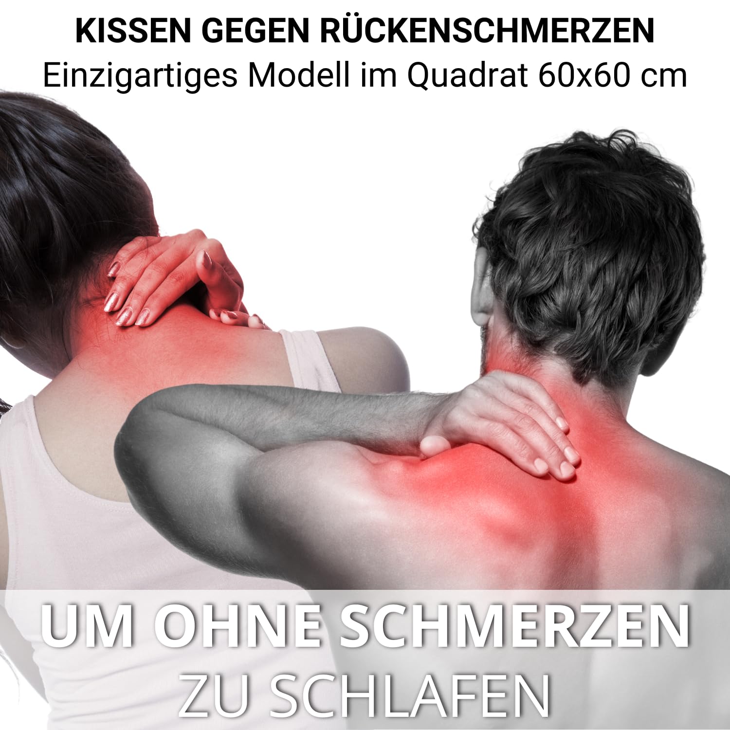 Poduszka Ortopedyczna Na Ból Szyi i Barku i Pleców Z Pamięcią Foam 60x60 cm Poduszka Ortopedyczna Do Spania Antyzmarszczkowa Dekoracyjna Czytania Klin Poduszka Ergonomiczna Szyja Ipad termoelastyczna - obrazek 5