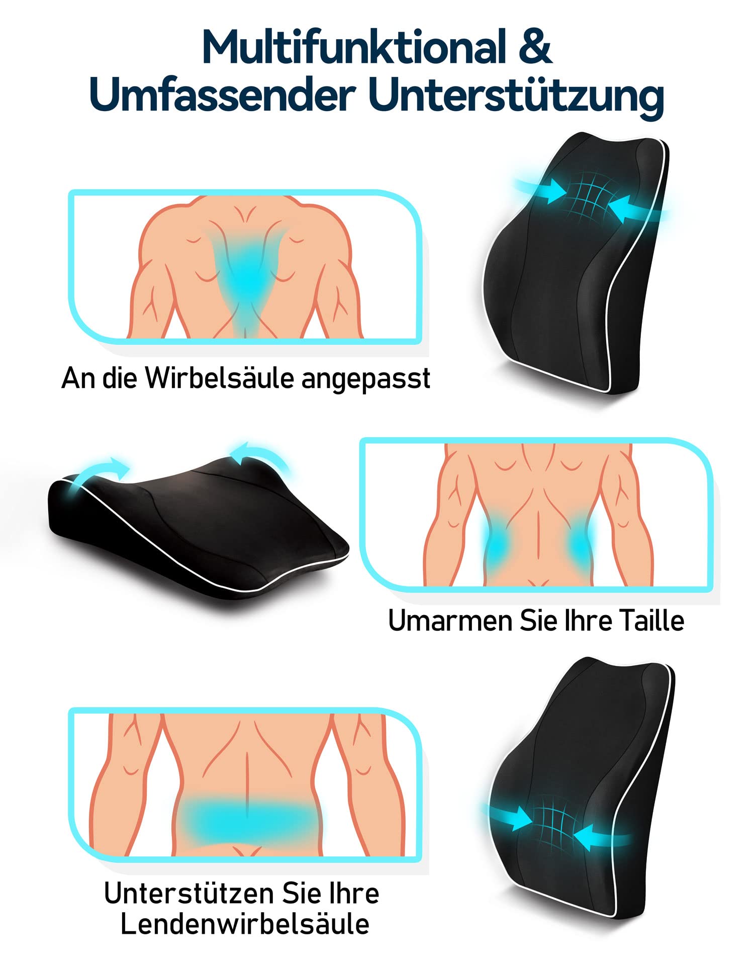TRAVEL EASE Ergonomiczna Poduszka Lędźwiowa, Podparcie Pleców z Pianki - obrazek 12