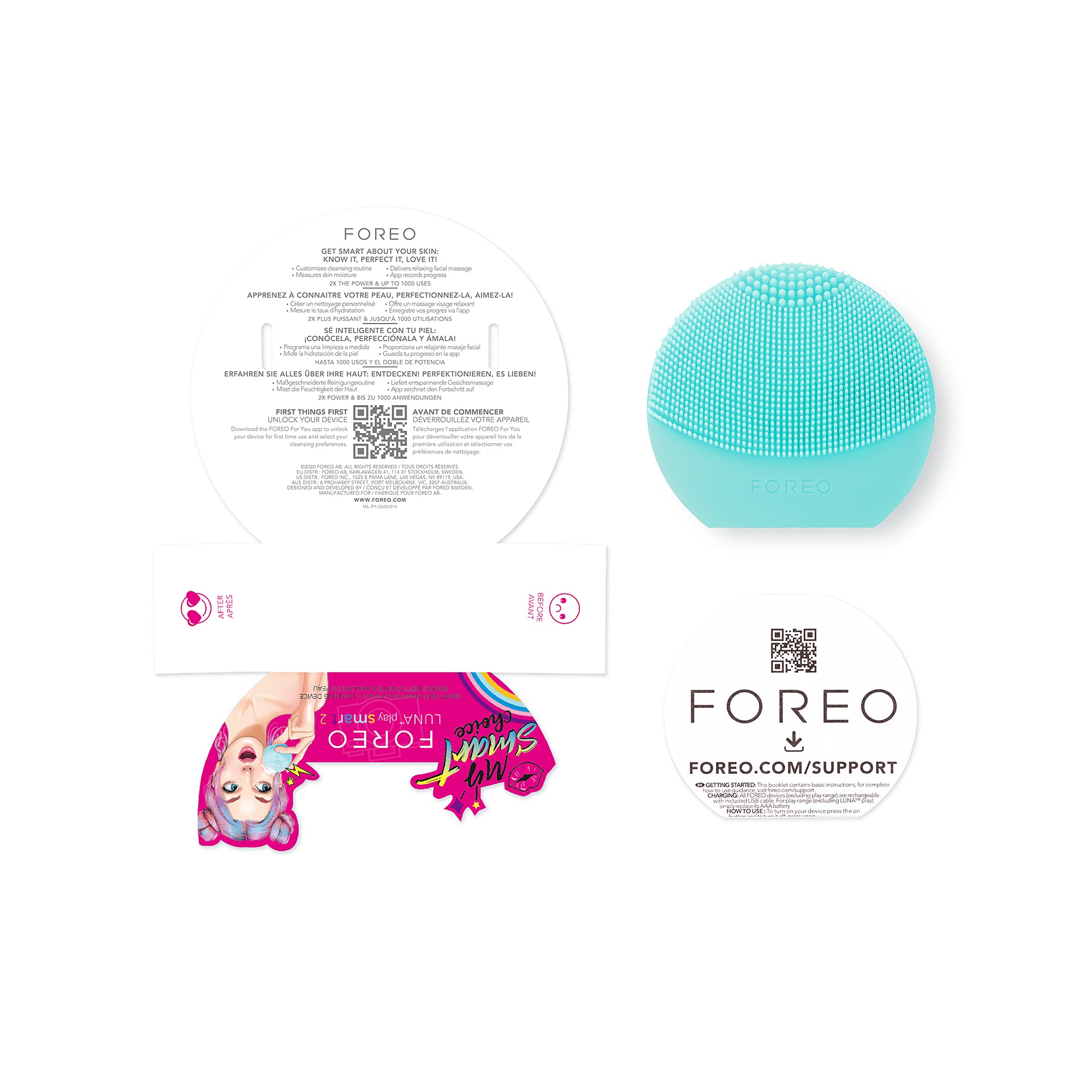 FOREO LUNA play smart 2 - Urządzenie do analizy skóry i oczyszczania twarzy dla wszystkich rodzajów skóry (Miętowy dla Ciebie) - obrazek 4