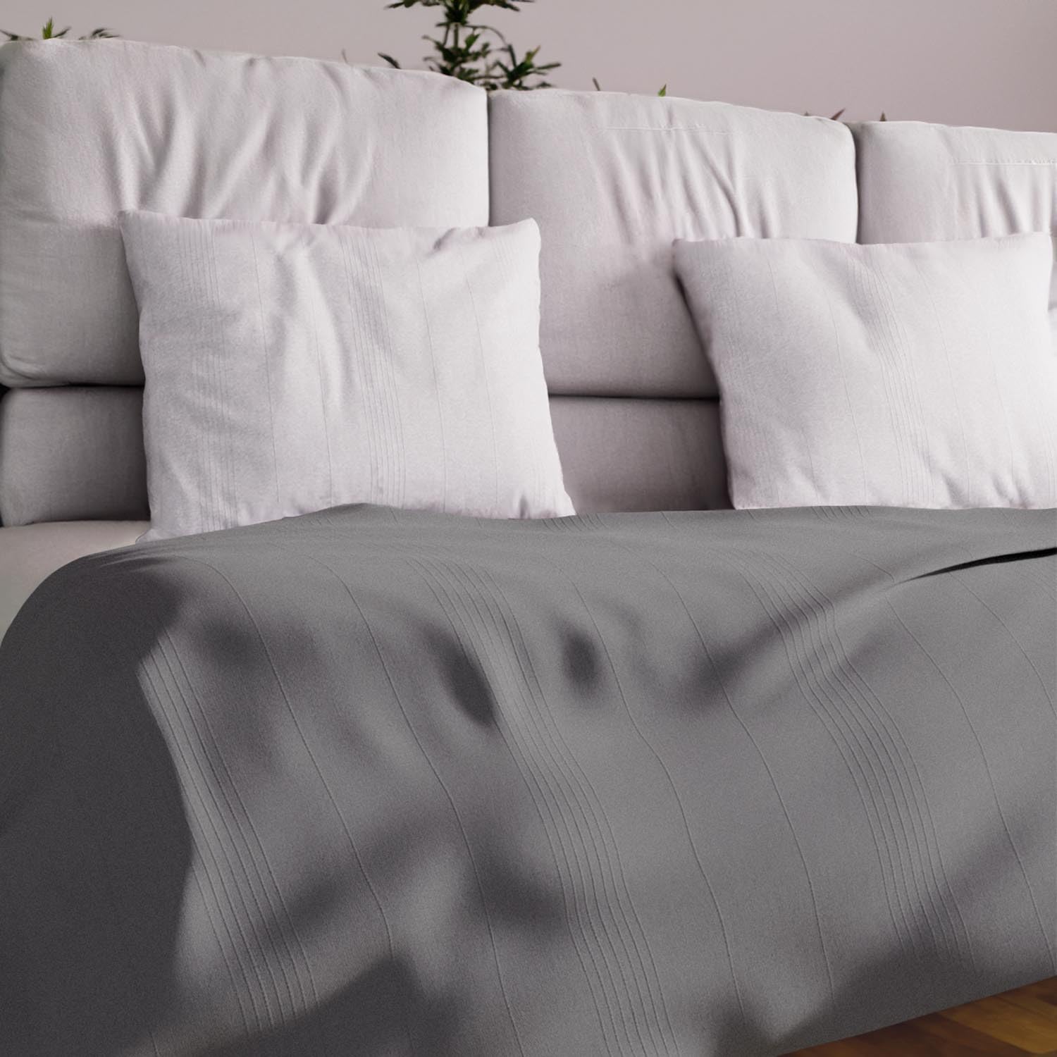 Soleil d'Ocre Adele Pled, rzucony z fotel, Polcoton, Szary, 140 x 200 - obrazek 3