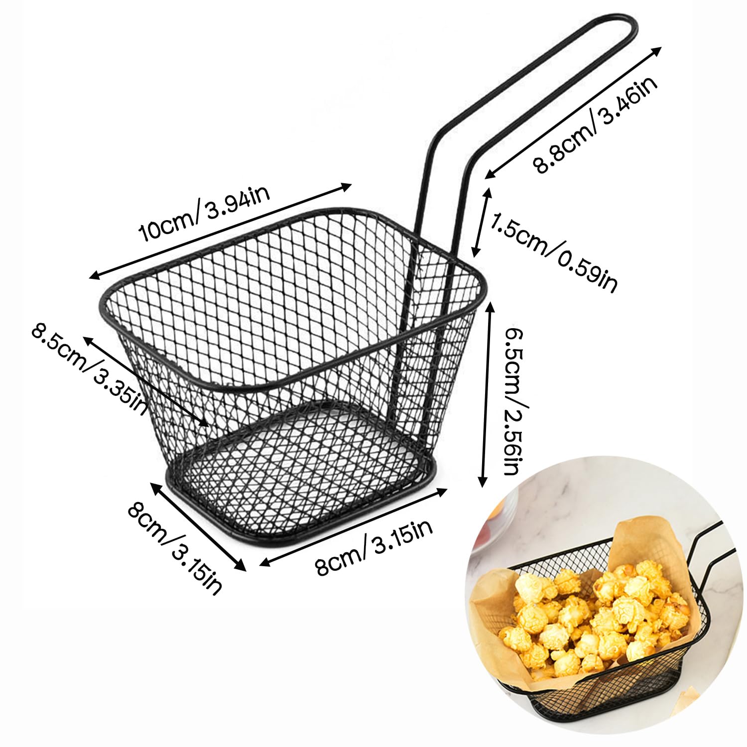 Zestaw 8 kratek do smażenia frytek ze stali nierdzewnej - idealne do smażenia frytek, skrzydełek kurczaka i przekąsek! - obrazek 8