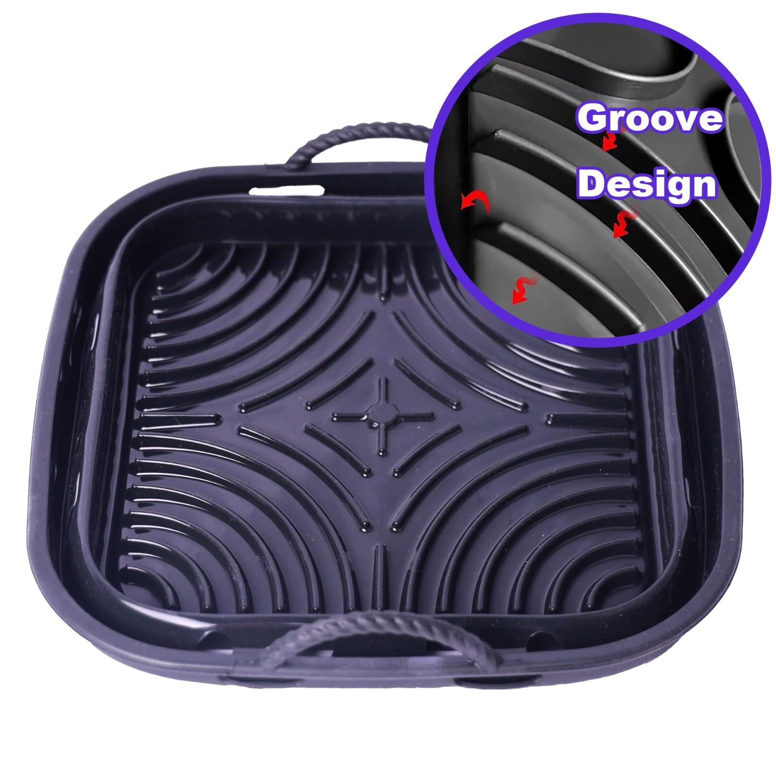 Forma Silikonowa do Frytownicy Powietrznej BEZ Oleju 22CM - 2 sztuki Akcesoria do COSORI, CECOTEC - FREIDER Składany, Wielokrotnego Użytku (Czarny) - obrazek 4