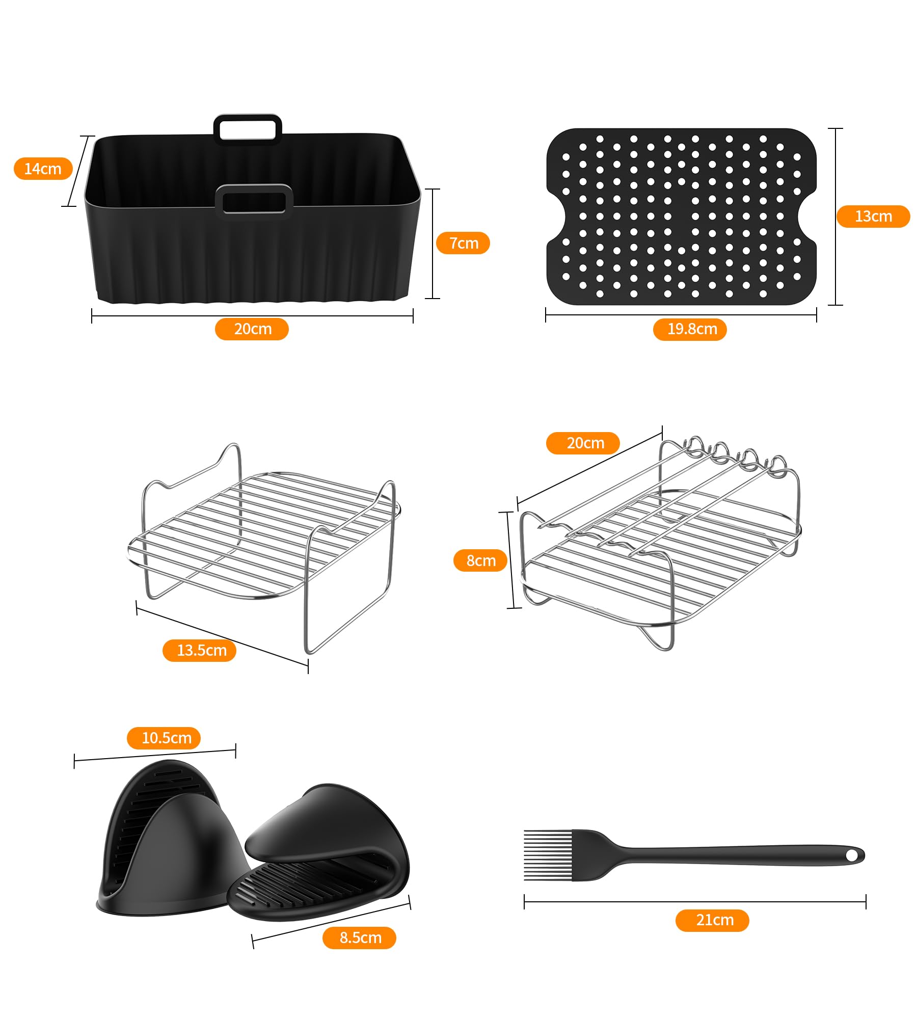 Zestaw 9 akcesoriów do frytownicy powietrznej Ankway z aluminium - dodatki do zdrowego gotowania - obrazek 5