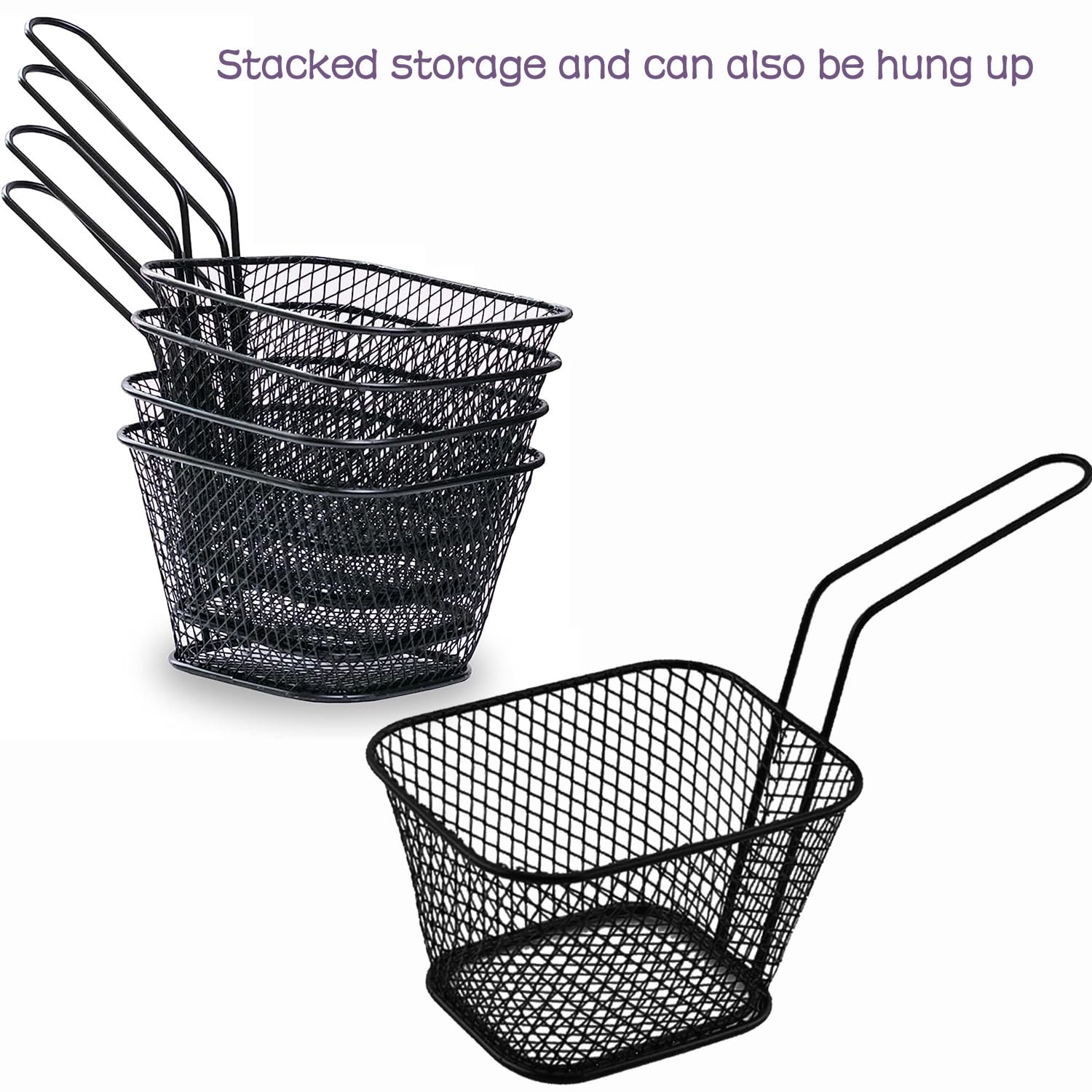 Zestaw 8 kratek do smażenia frytek ze stali nierdzewnej - idealne do smażenia frytek, skrzydełek kurczaka i przekąsek! - obrazek 9