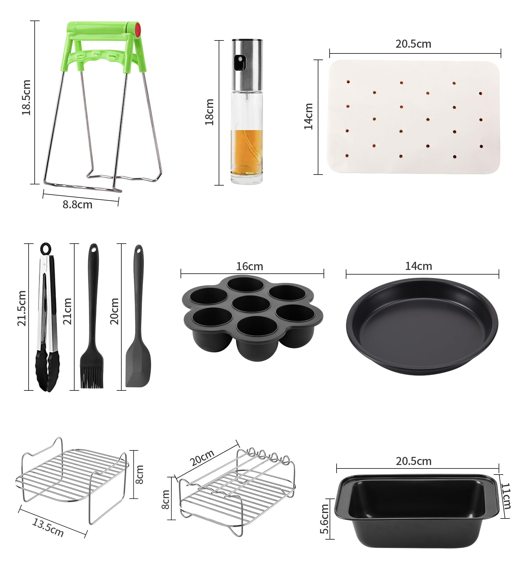 12-piece Air Fryer Accessories Set for Ninja Air Fryer AF500EU AF400EU AF300EU Innsky Princess Emerio - Dual 2024 Hot Air Fryer Accessories Stand, Polish-Language Kit - obrazek 3