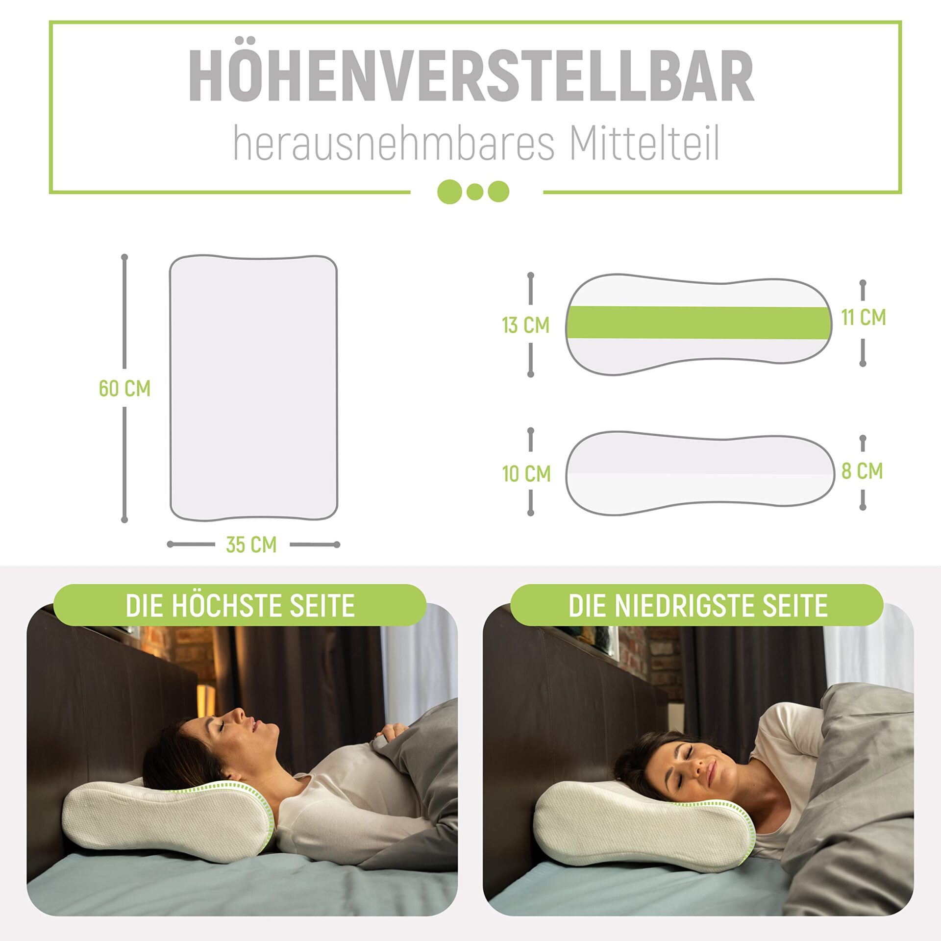 adia poduszka ortopedyczna poduszka podpierająca kark z pianki wiskoelastycznej poduszka do spania z aloesową poszewką dla osób śpiących na boku plecach i brzuchu - obrazek 6