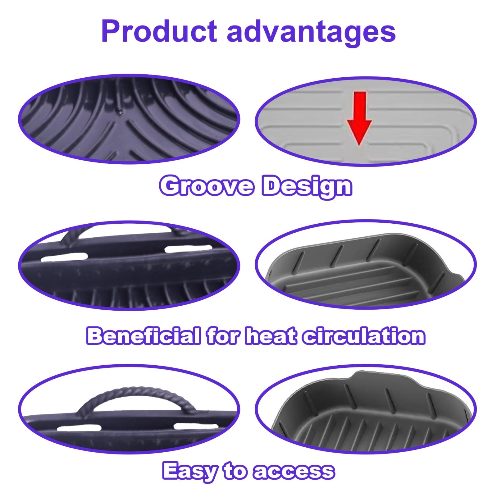 Forma Silikonowa do Frytownicy Powietrznej BEZ Oleju 22CM - 2 sztuki Akcesoria do COSORI, CECOTEC - FREIDER Składany, Wielokrotnego Użytku (Czarny) - obrazek 2