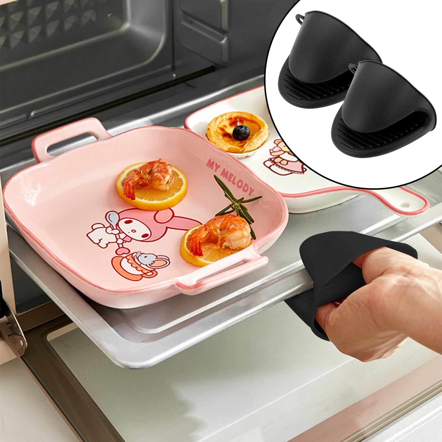 Zestaw akcesoriów do frytkownicy na gorące powietrze: regał ze stali nierdzewnej, rękawiczki izolowane, silikonowa wkładka - 14 elementów - obrazek 3