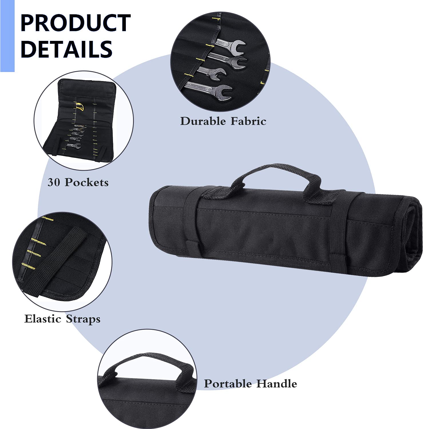 Torba na narzędzia na kółkach dla elektryków, stolarzy i techników - GJB01-HY-czarna - obrazek 7