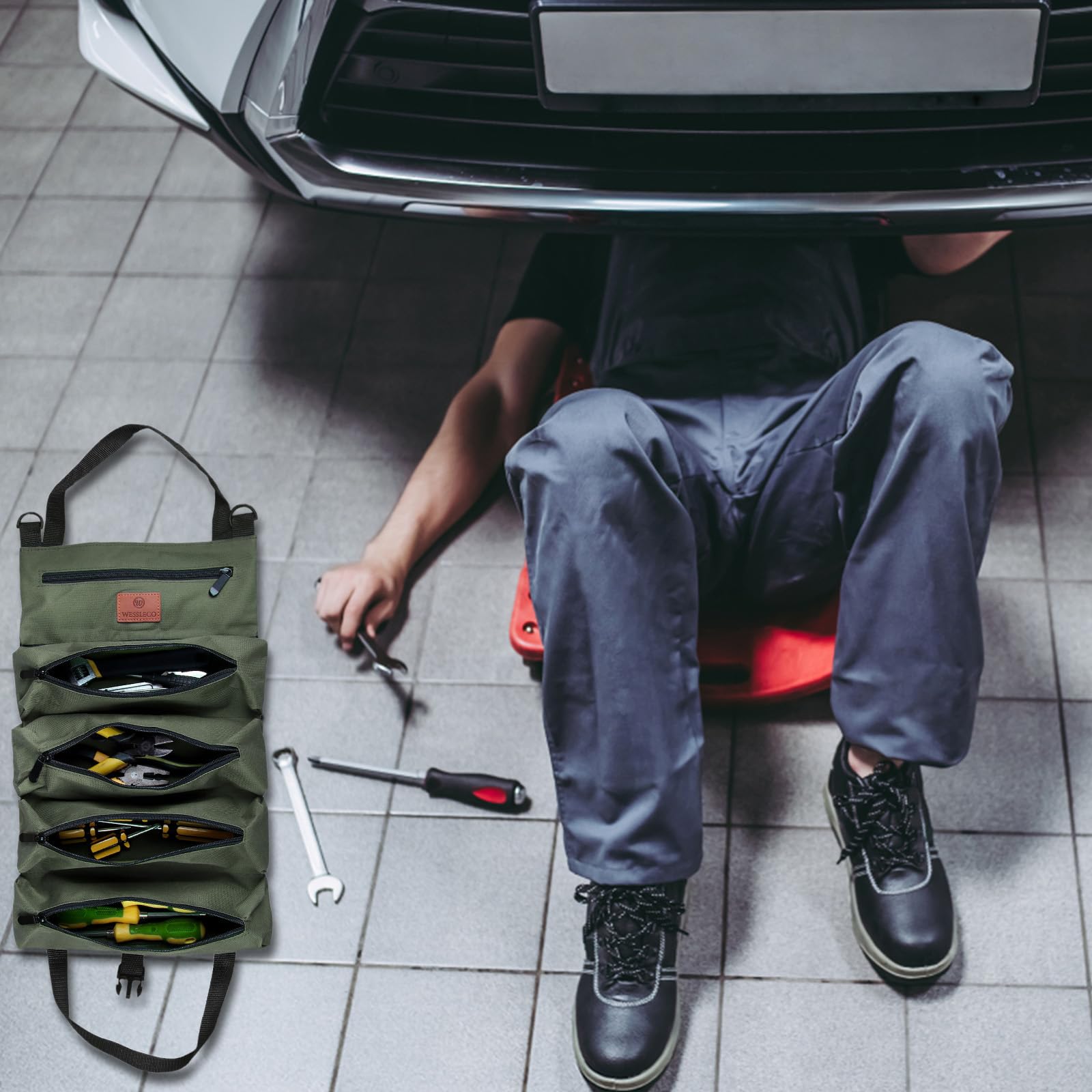 Torba na narzędzia, płócienna torba na klucze, wielofunkcyjna torba na - obrazek 2