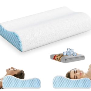 PKBD Poduszka z pianki Memory z zamienną poszewką(orzeźwiający lód jedwabny i bawełna) ergonomiczna poduszka ortopedyczna dopasowana poduszka do spania na biodrze plecach i brzuchu