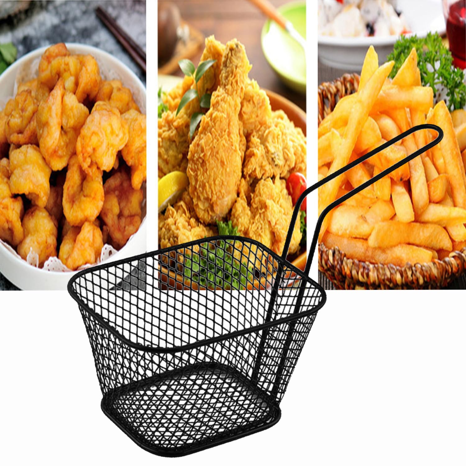 Zestaw 8 kratek do smażenia frytek ze stali nierdzewnej - idealne do smażenia frytek, skrzydełek kurczaka i przekąsek! - obrazek 6