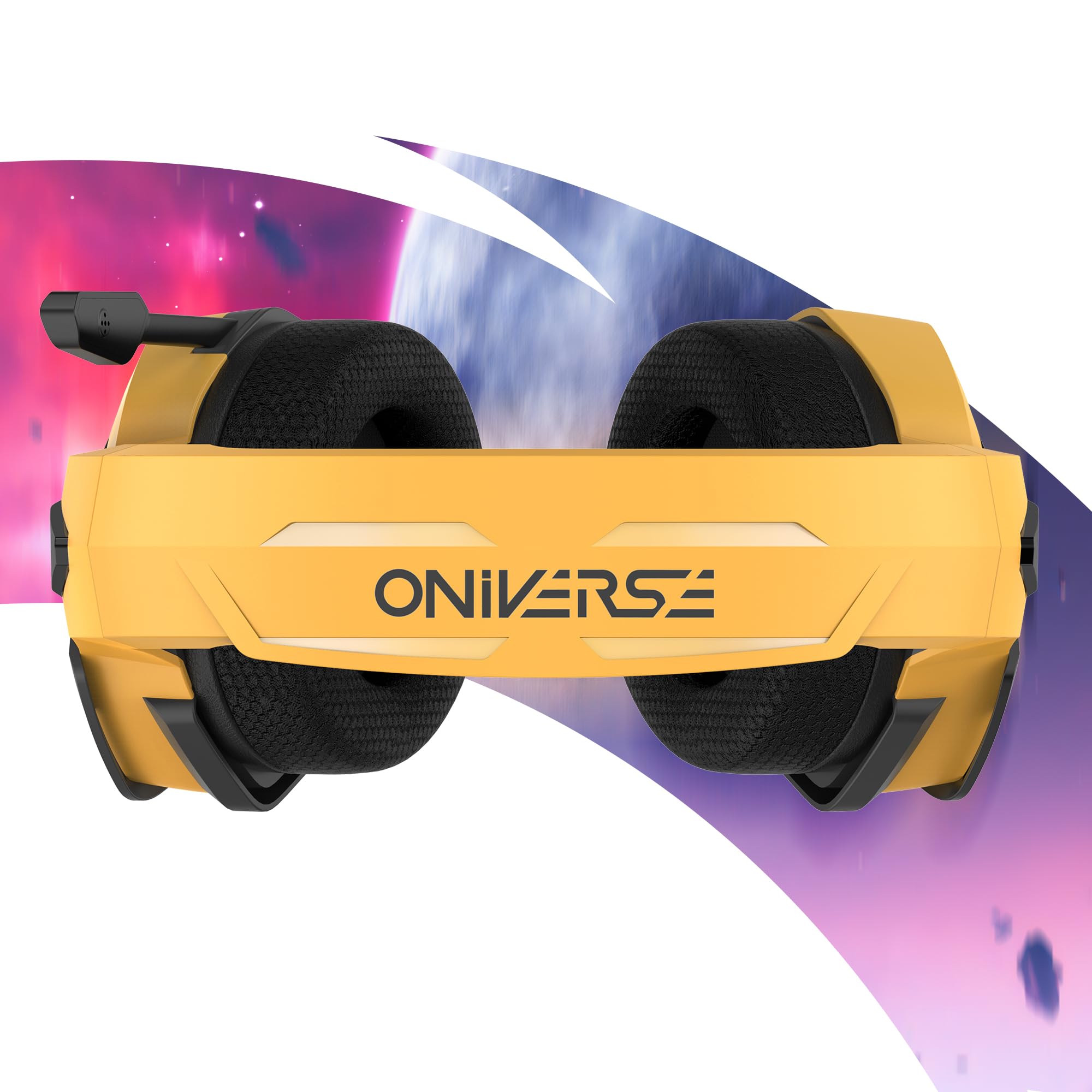 Słuchawki do gier Oniverse Gaming z mikrofonem LED i podkładkami Nebula (SolarFire Yellow) - kompatybilne z PS5, PS4, Switch, Xbox, PC i Mac - obrazek 5