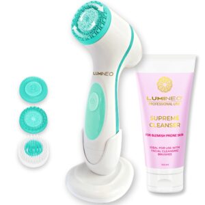 Lumineo Szczoteczka do oczyszczania twarzy z żelem, do usuwania makija