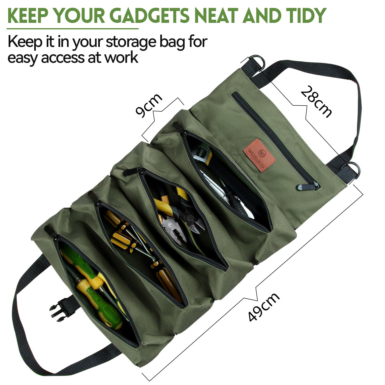 Torba na narzędzia, płócienna torba na klucze, wielofunkcyjna torba na - obrazek 4
