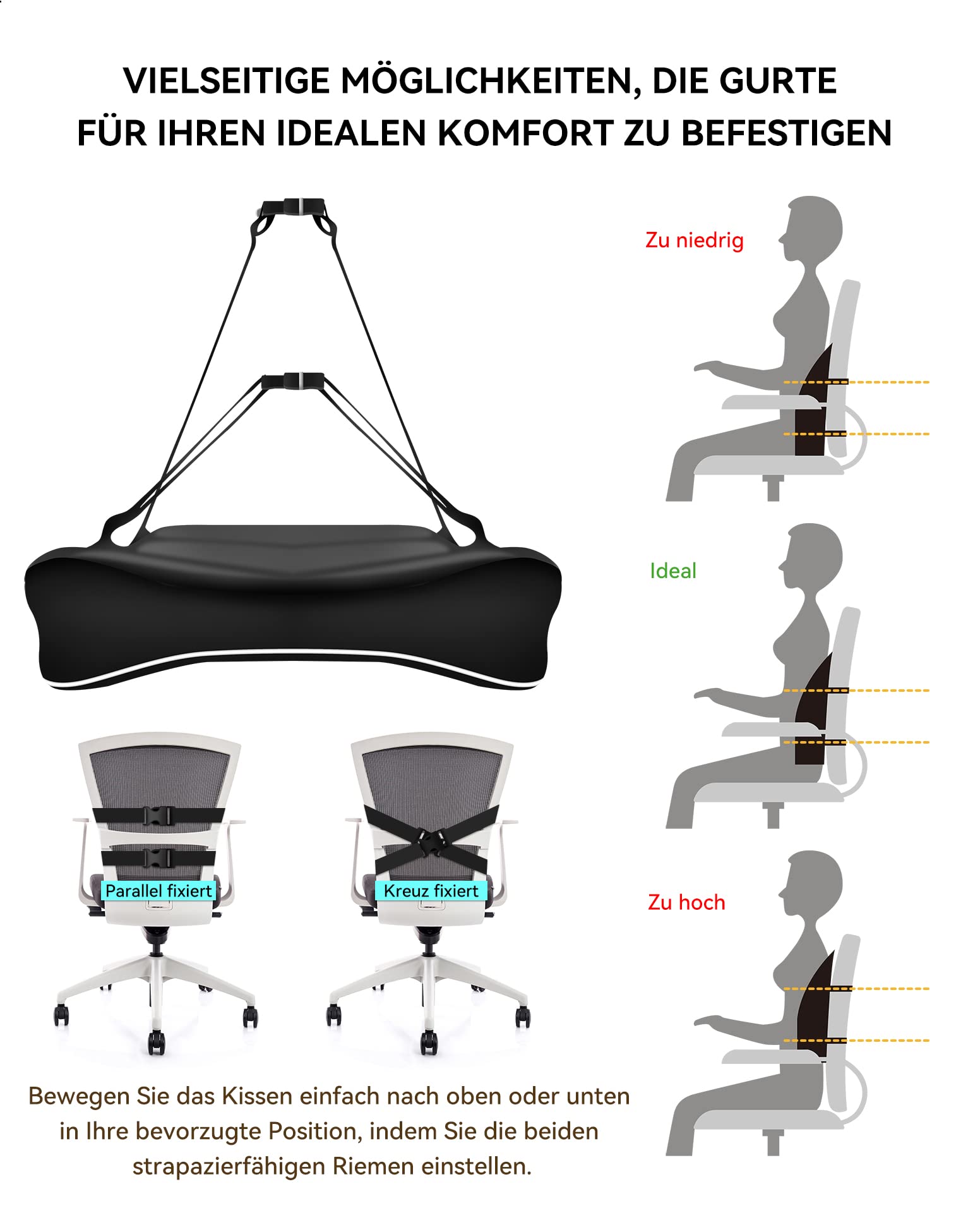 TRAVEL EASE Ergonomiczna Poduszka Lędźwiowa, Podparcie Pleców z Pianki - obrazek 10
