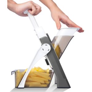 Profesjonalna mandolina do krojenia warzyw z pojemnikiem i regulatorem grubości - 30 ustawień, szybkie i bezpieczne krojenie warzyw do cebuli i ziemniaków