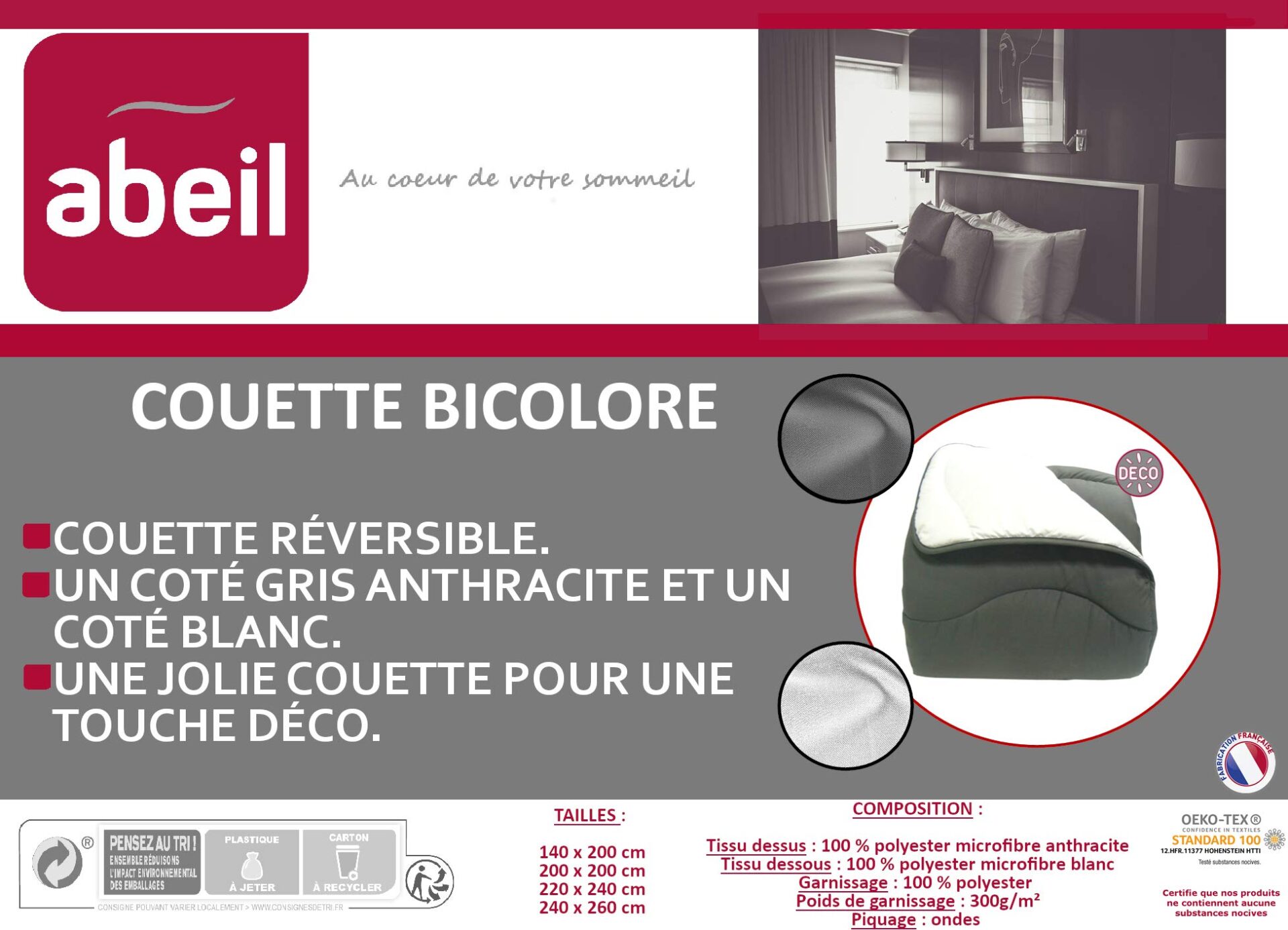 Pikowana kołdra dwukolorowa 200x200 cm - biała i szara, idealna do sypialni - obrazek 4