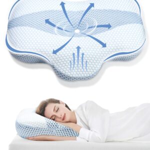 Xespis Ergonomiczna poduszka pod głowę poduszka ortopedyczna ergonomiczna profesjonalna poduszka pod kark poduszka do spania na boku z pianki memory łagodzi bóle głowy karku i ramion