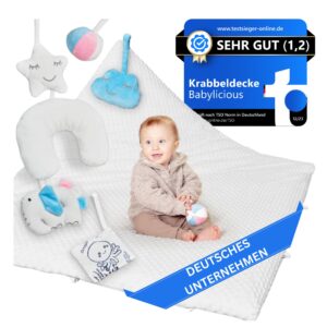 Babylicious Antypoślizgowy Koc do Raczkowania z Pluszową Matą, Pralny, 100x120cm