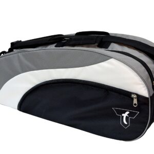 Torba na rakiety Talbot Torro - idealna do badmintona, squasha i tenisa, pomieści 6-12 racków, kolor czarno-srebrny 449216