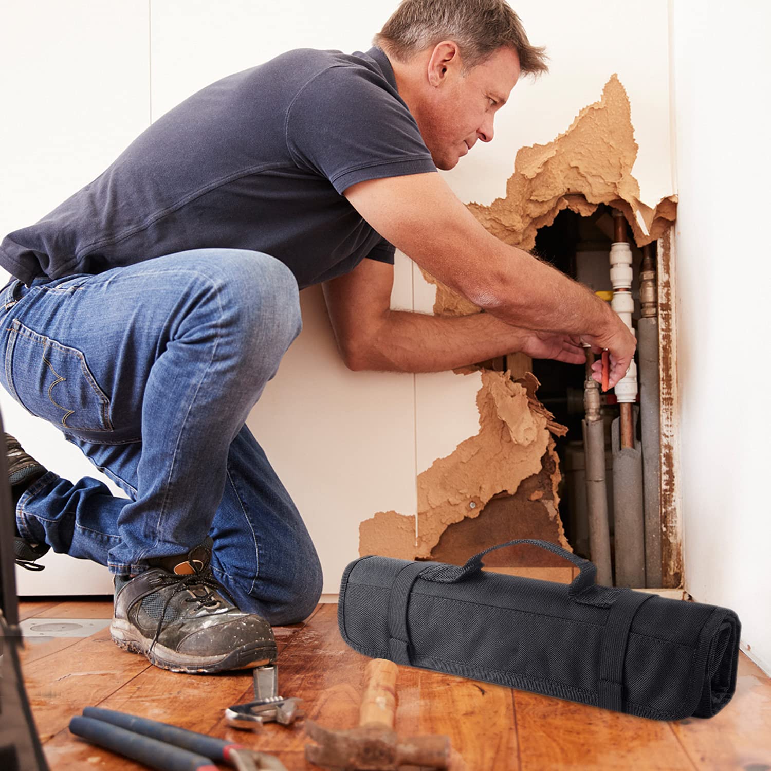 Torba na narzędzia na kółkach dla elektryków, stolarzy i techników - GJB01-HY-czarna - obrazek 4