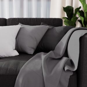 Soleil d'Ocre Adele Pled, rzucony z fotel, Polcoton, Szary, 140 x 200