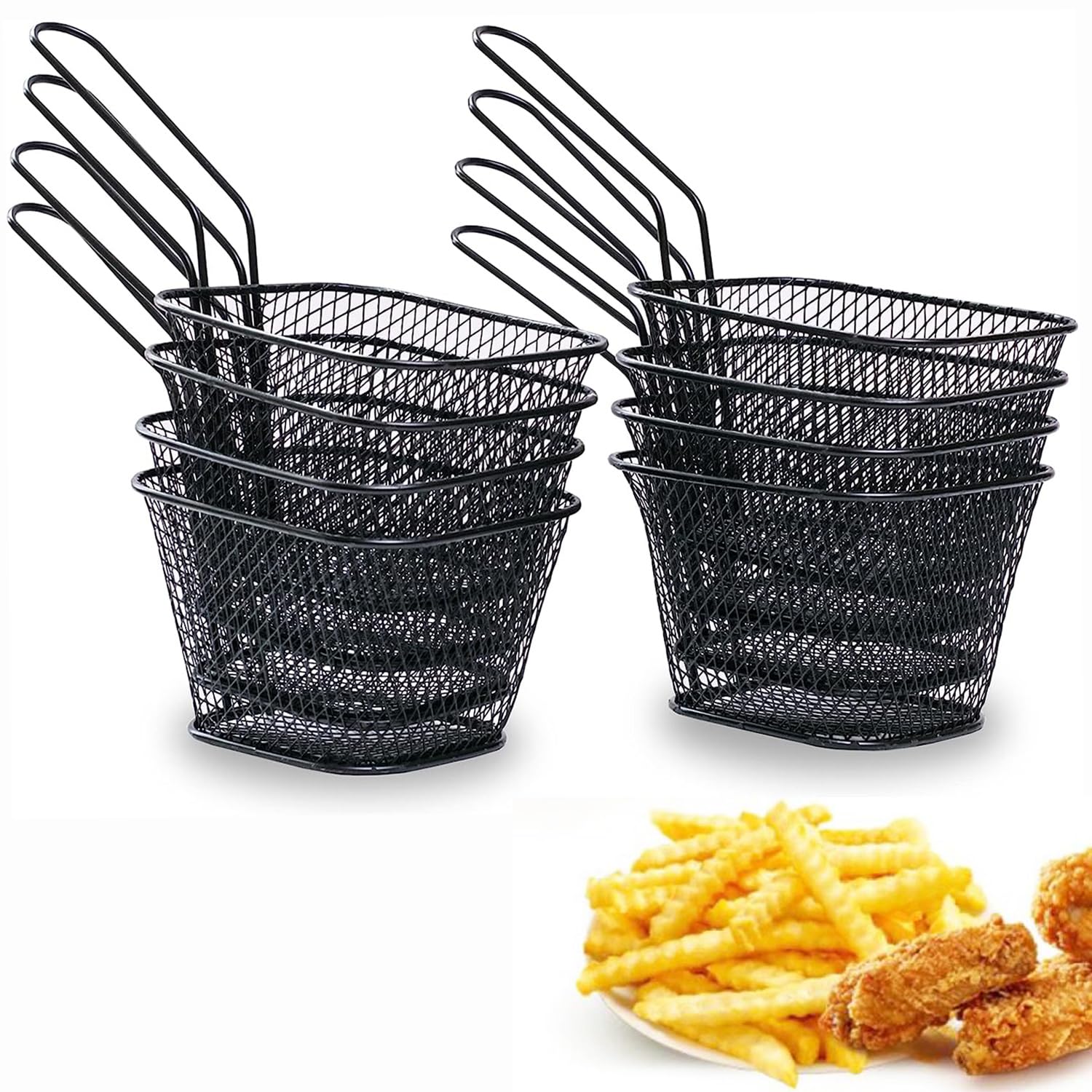 Zestaw 8 kratek do smażenia frytek ze stali nierdzewnej - idealne do smażenia frytek, skrzydełek kurczaka i przekąsek!