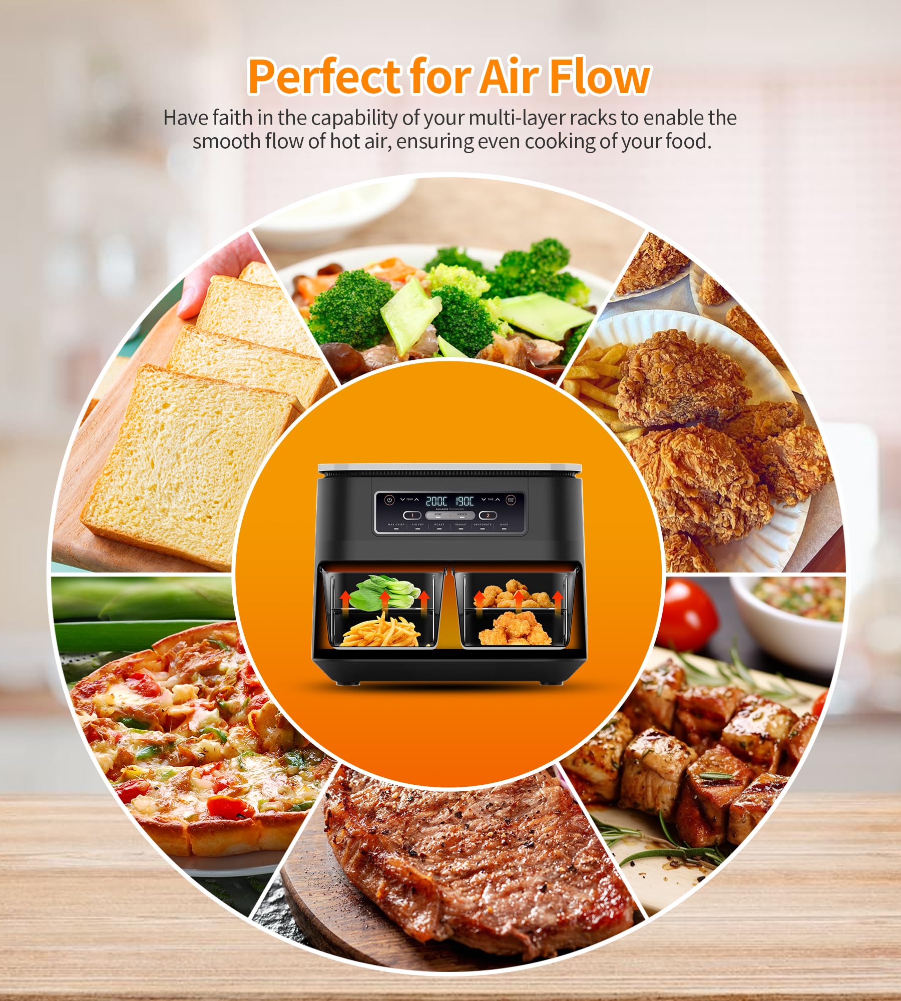 Zestaw 9 akcesoriów do frytownicy powietrznej Ankway z aluminium - dodatki do zdrowego gotowania - obrazek 7