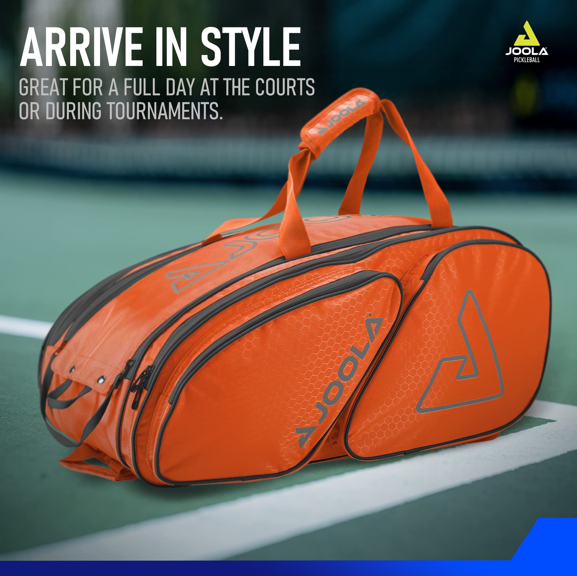 Torba JOOLA Tour Elite na pickleball z termoizolacyjnymi kieszeniami na 4 wiosła - pomarańczowo-szara - obrazek 4
