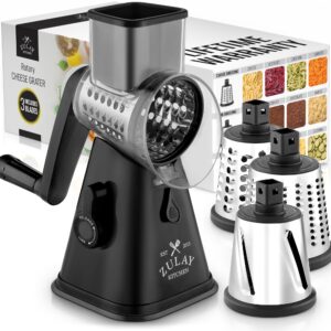 Rotary Cheese Grater with Enhanced Suction Round Cheese Grater with 3 Interchangeable Stainless Steel Drum Blades Easy to Use and Clean Vegetable Slicer and Grinder

Obrotowa tarka do sera z ulepszonym ssaniem, okrągła tarka do sera z 3 wymiennymi ostrzami bębna ze stali nierdzewnej, łatwa w użyciu i czyszczeniu krajalnica do warzyw i młynek do