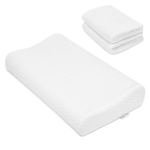 KEINerlei Poduszka pod kark z 2 poszewkami ortopedyczna poduszka podpierająca kark z wiskoelastycznej pianki żelowej poduszka dla osób śpiących na plecach i na boku 60 x 35 cm