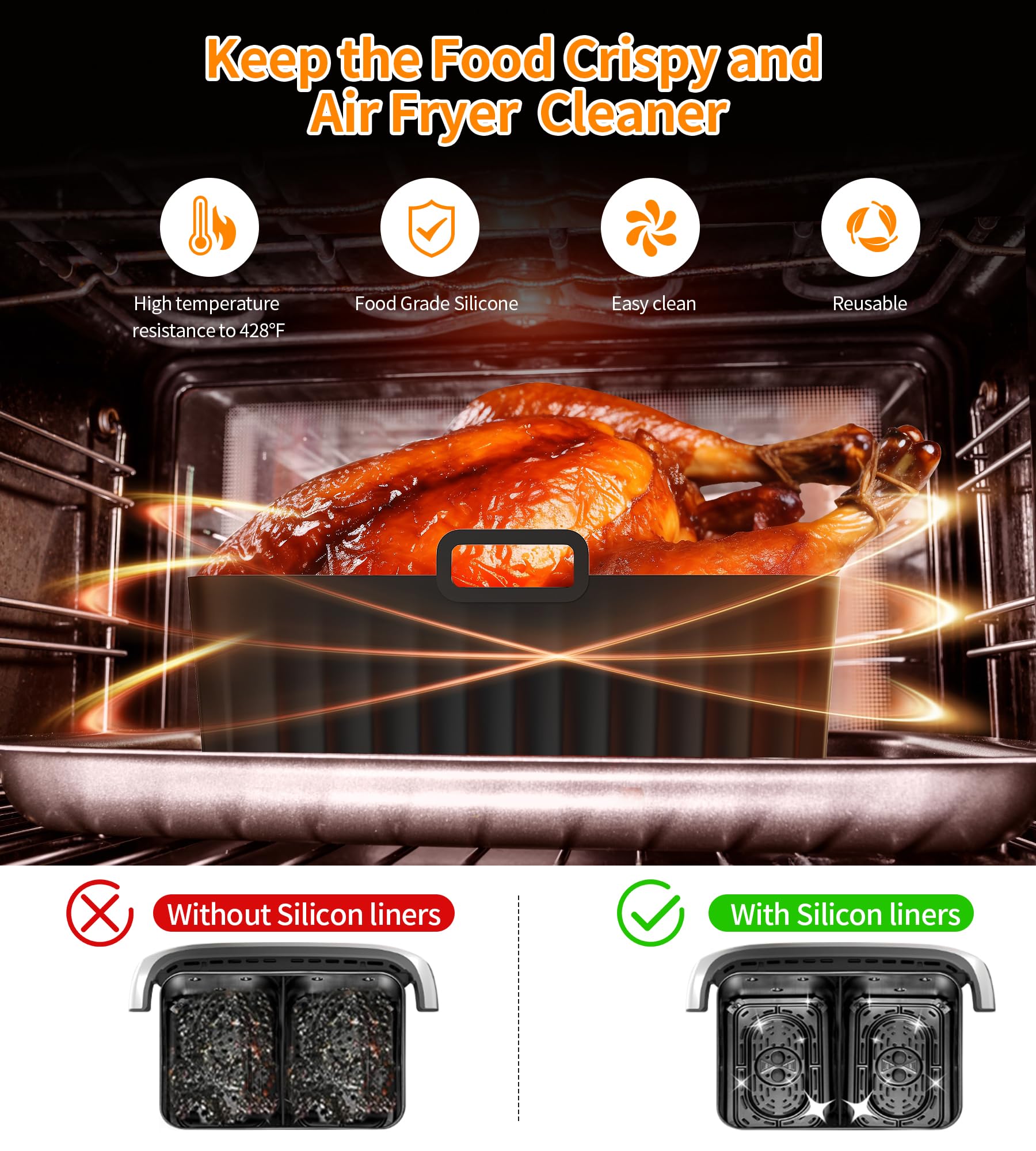 Zestaw 9 akcesoriów do frytownicy powietrznej Ankway z aluminium - dodatki do zdrowego gotowania - obrazek 6